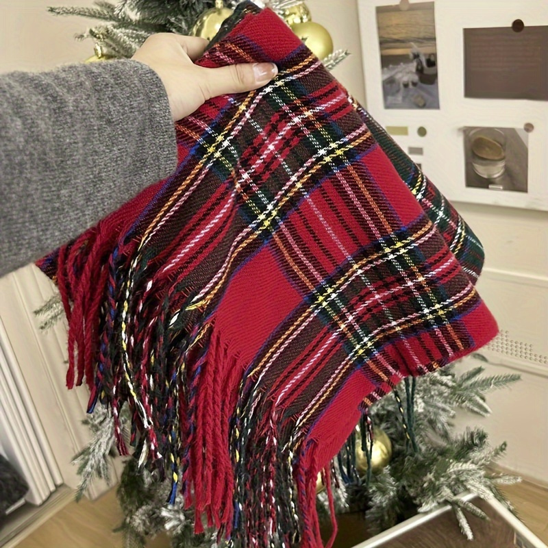 

Christmas Red Checkered Scarf, Fashionable, Soft And Warm Shawl, Autumn And Winter Cold Resistant, Non Neck Scarf