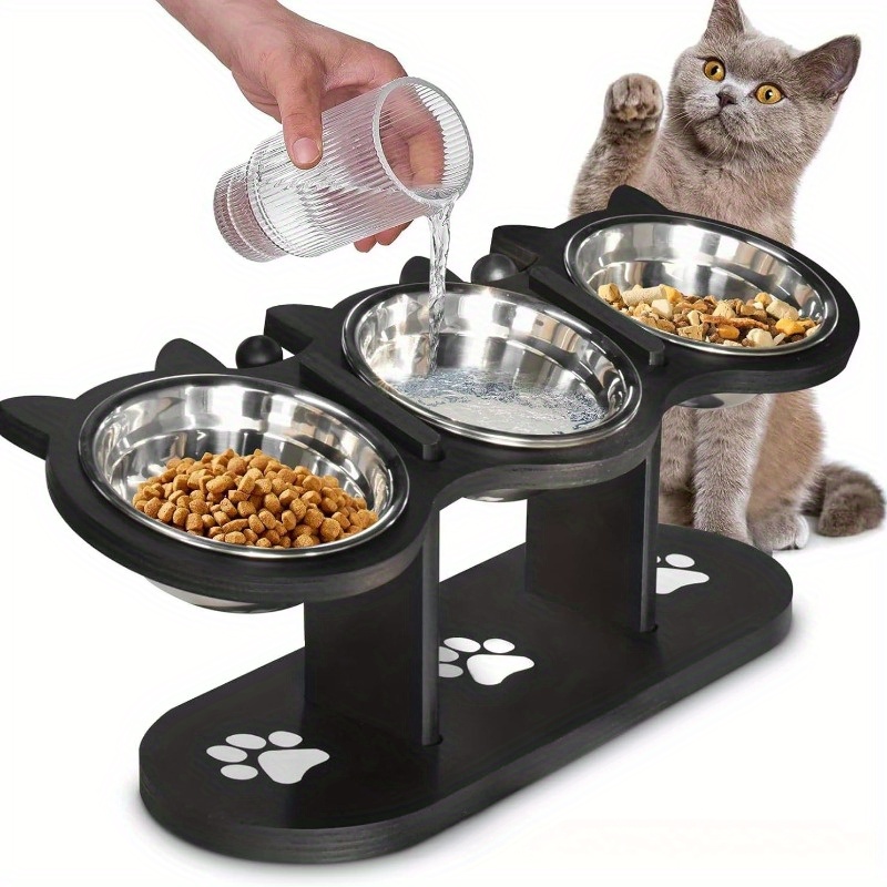 

Elevated Wooden Pet Stainless Steel Bowls - Stand For & , Comfortable Dining Table For To