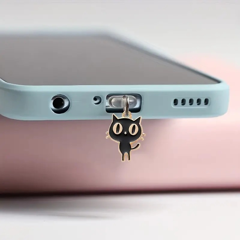 

1pc Kitten Mobile Phone Dust Plug: Suitable For Iphone/type-c Android Connectors - Silicone Body