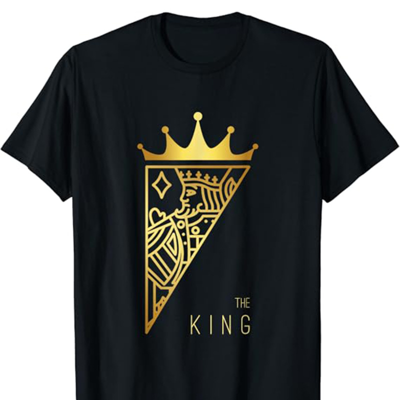 

King Print Men's Cotton T-shirt, Casual Short Sleeve Crew Neck T-shirt, Men's Tee For Outdoor