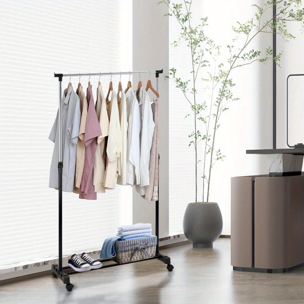 SLEEPING LAMB Kleiderständer Mit Rollen – Stabil Bis 54 Kg, Schwarz | 142 Cm Hoch, 80 Cm Breit | Garderobe Für Kleidung & Mäntel