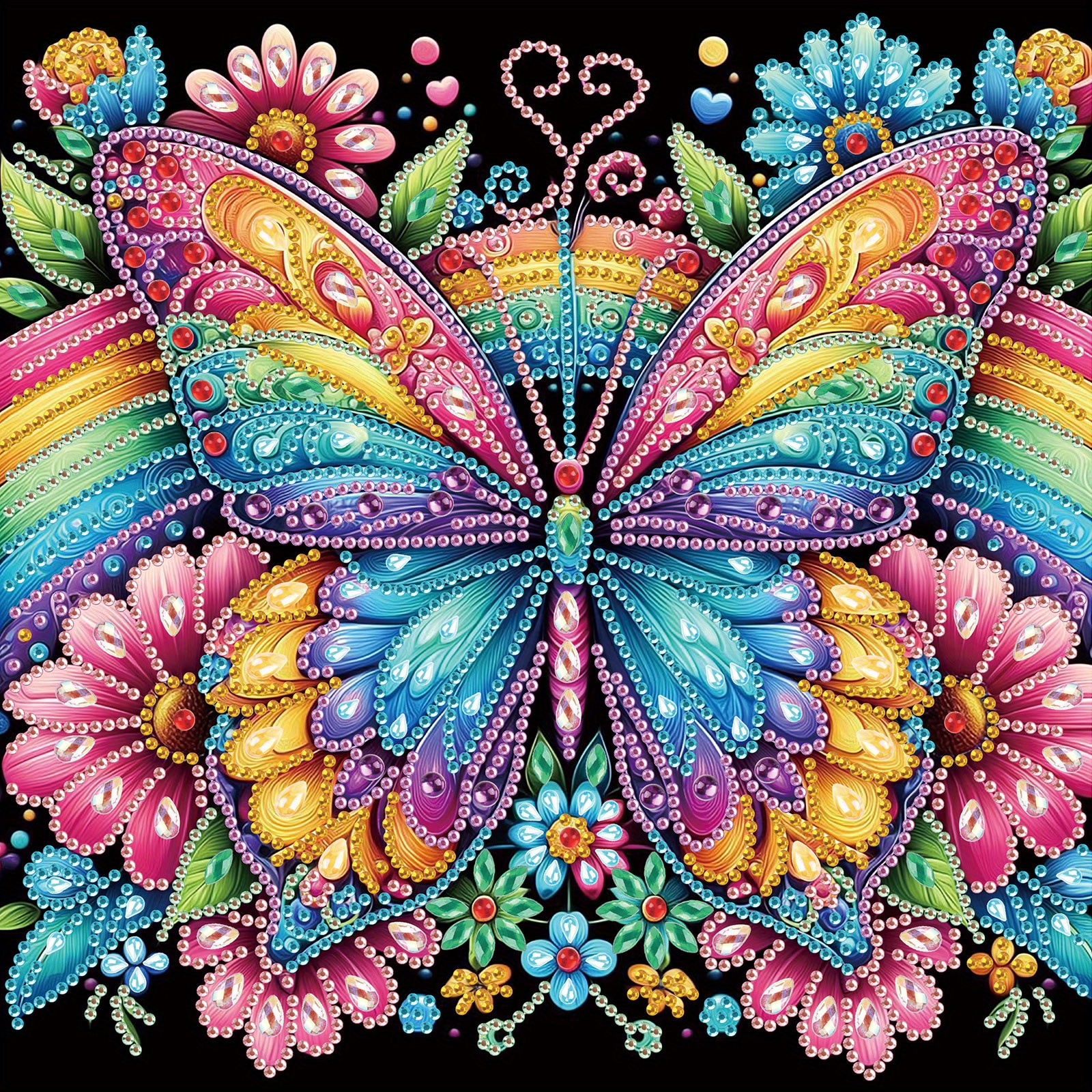 Image of 5d Multicolored Diamond Painting Set, Unique Shaped Crystal Drill Partial Diamond Inlay Art Craft, Irregular Canvas, Frameless Wall Decoration For Home And Office (30x30cm/11.8x11.8in)