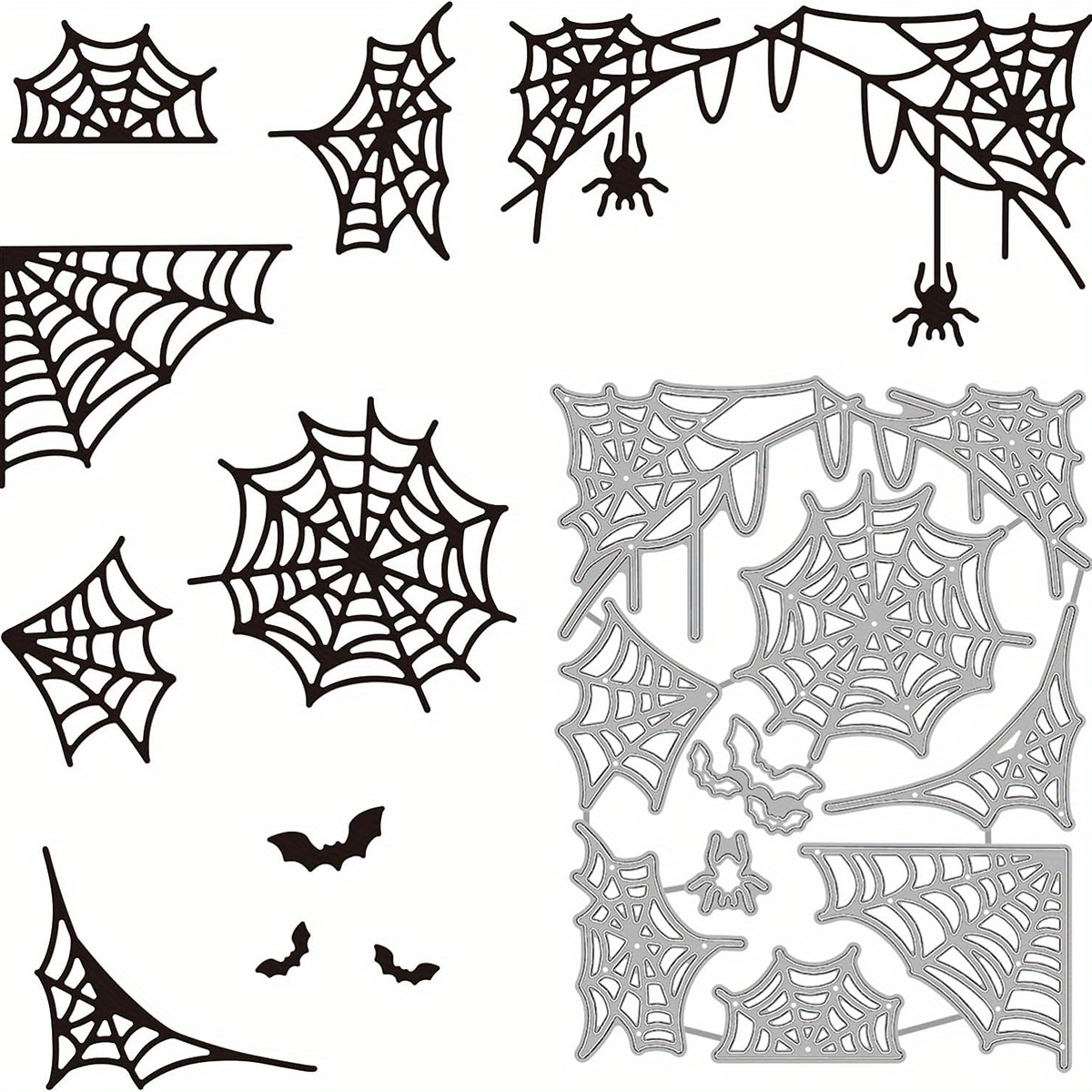 

Metal Cutting Set - Intricate Spider Web & Bat For Diy Scrapbooking, , Decorations, And Projects - For Enthusiasts