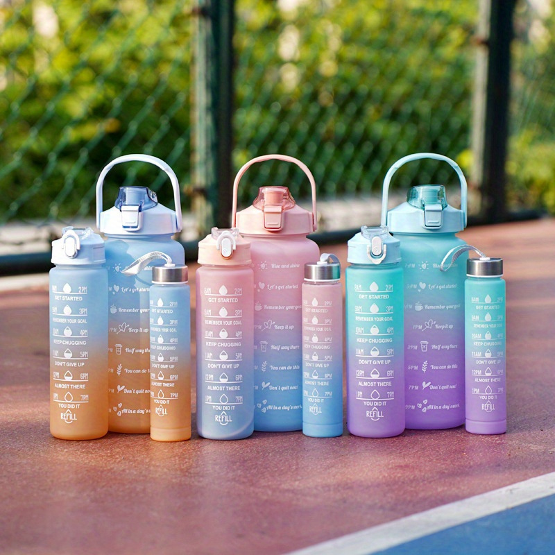 

3pcs Set Large Capacity Bottles With Straws - Abs, Portable & Leakproof - Gym, Hiking, Camping | Ideal Hydration Companion