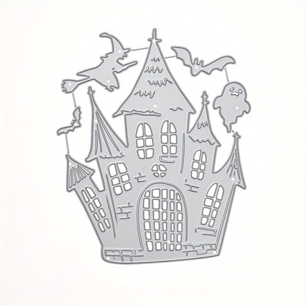 Halloween Crafting Essentials: Castle, & Bats Metal Cutting Dies Set For Diy Cards, Scrapbooking & Gift Wrapping