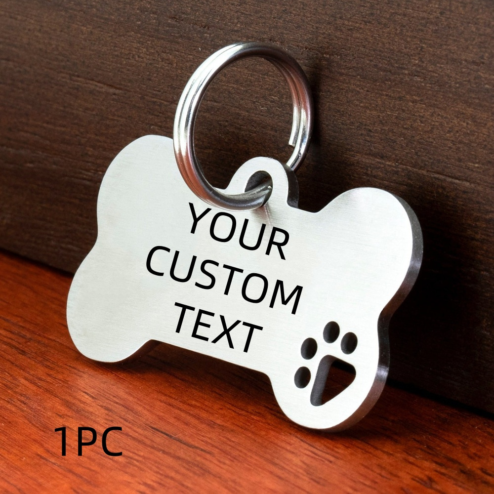 TEMU 1pc Personalized Engraved Bone-shaped Dog Id Tag, For Everyday Wear And , Thanksgiving And Christmas Pet Gifts