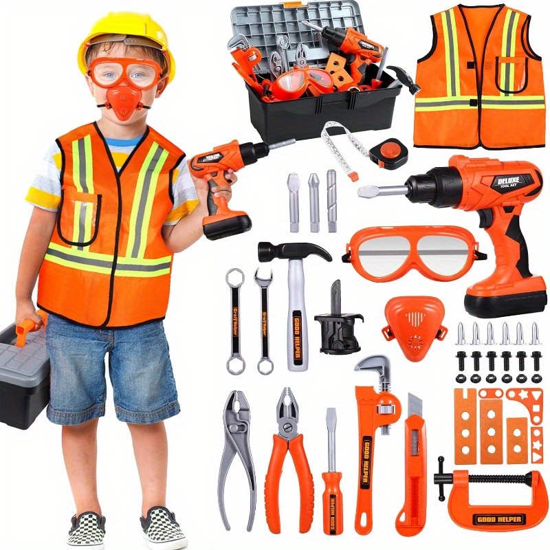 

Kids Tool Set - 45 Pcs Toddler Tool Set With Tool Box & Electronic Toy Drill, Pretend Construction Toy Set, Toy Tools For Kids 3, 4, 5, 6, 7 Years Old, Boy Toys