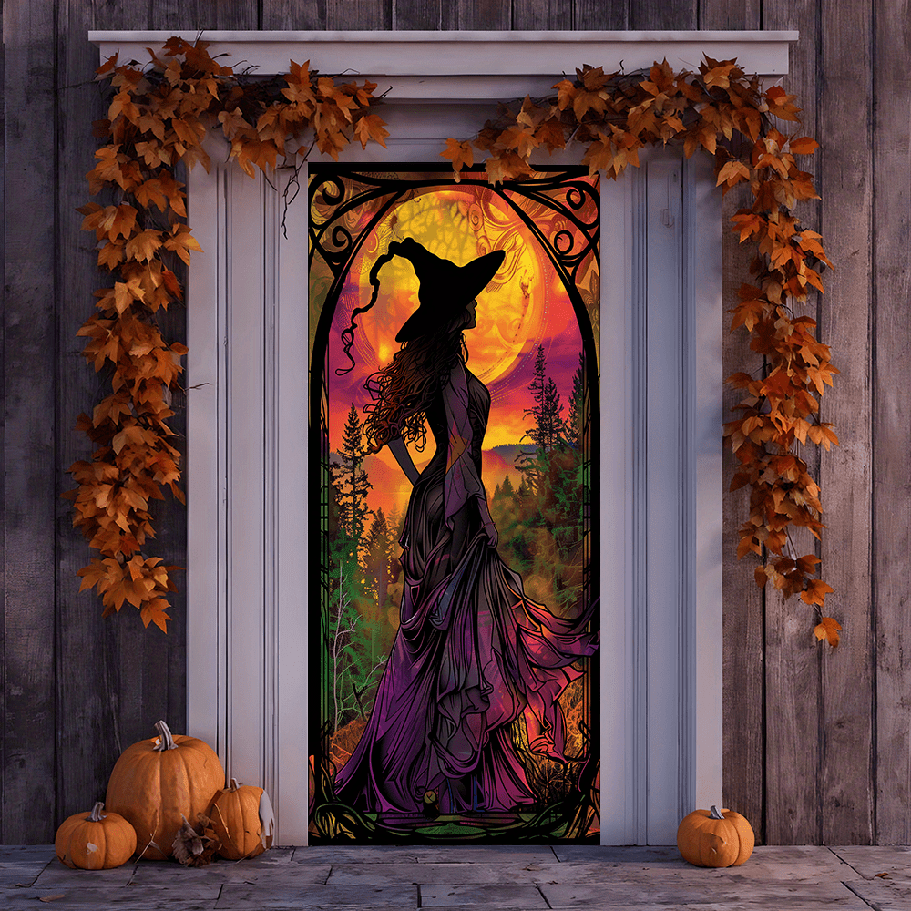 

1pc Witchy Polyester Door Banner, 35.4 X 70.8inch, 2d Elegant Design, Indoor/outdoor Halloween Decor, No Electricity Needed, Fit For Home Party And Porch Decoration