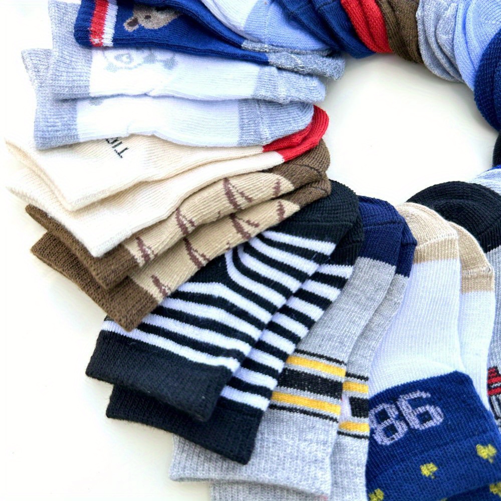 6/12 Pairs Random Style Ankle Socks - Youngsters Low Cut Socks - for 0-12m Boys Girls Youngsters Socks