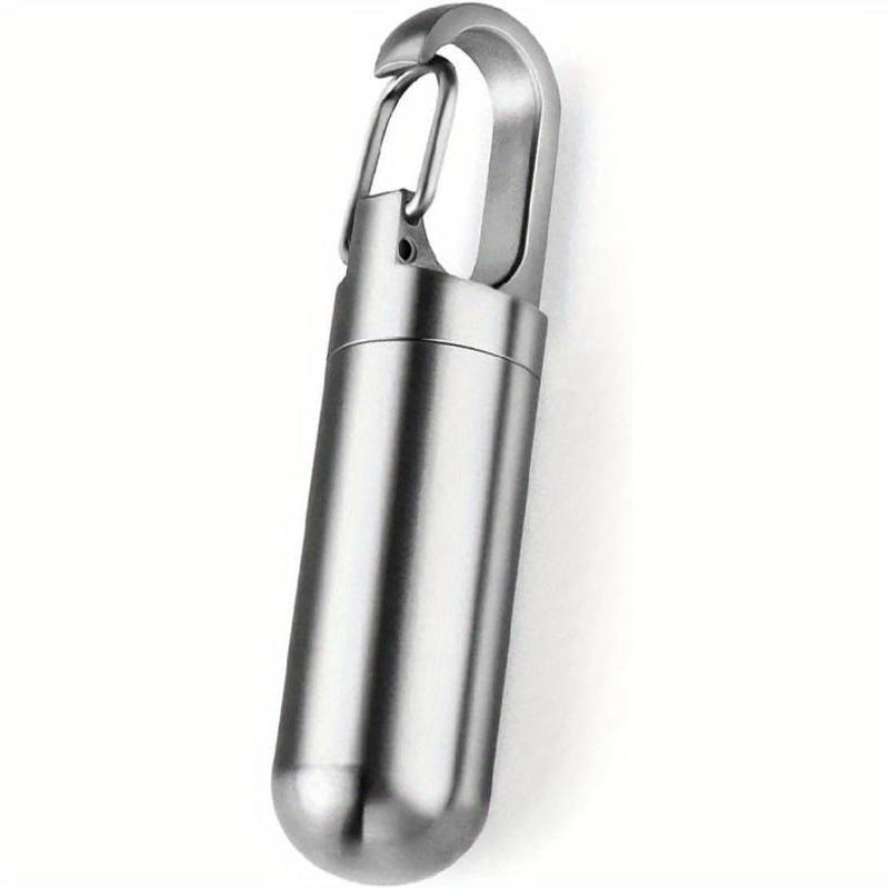 

Waterproof Stainless Steel Pill Case With Carabiner Clip - Keychain Fob For Medication, In 3 Sizes Small Pill Box For Purse