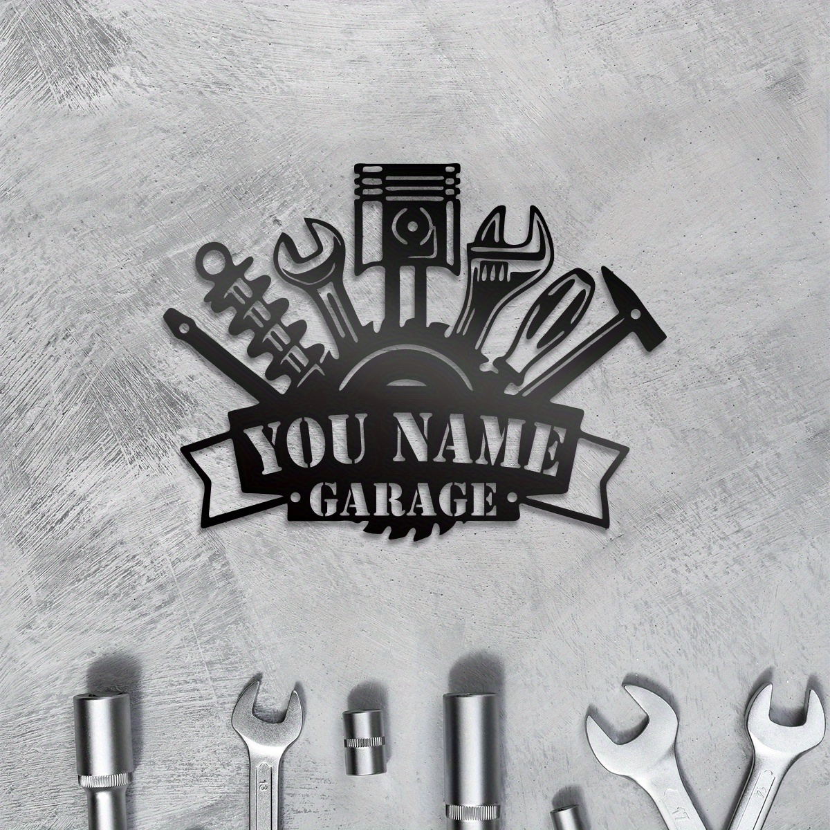 

1pc Personalized Metal Garage Sign, Customizable Family Name Wall Art, Multipurpose Iron Hanging Decor For Father's Day, Workshop Room Decoration, English Language - Use Indoors & Outdoors