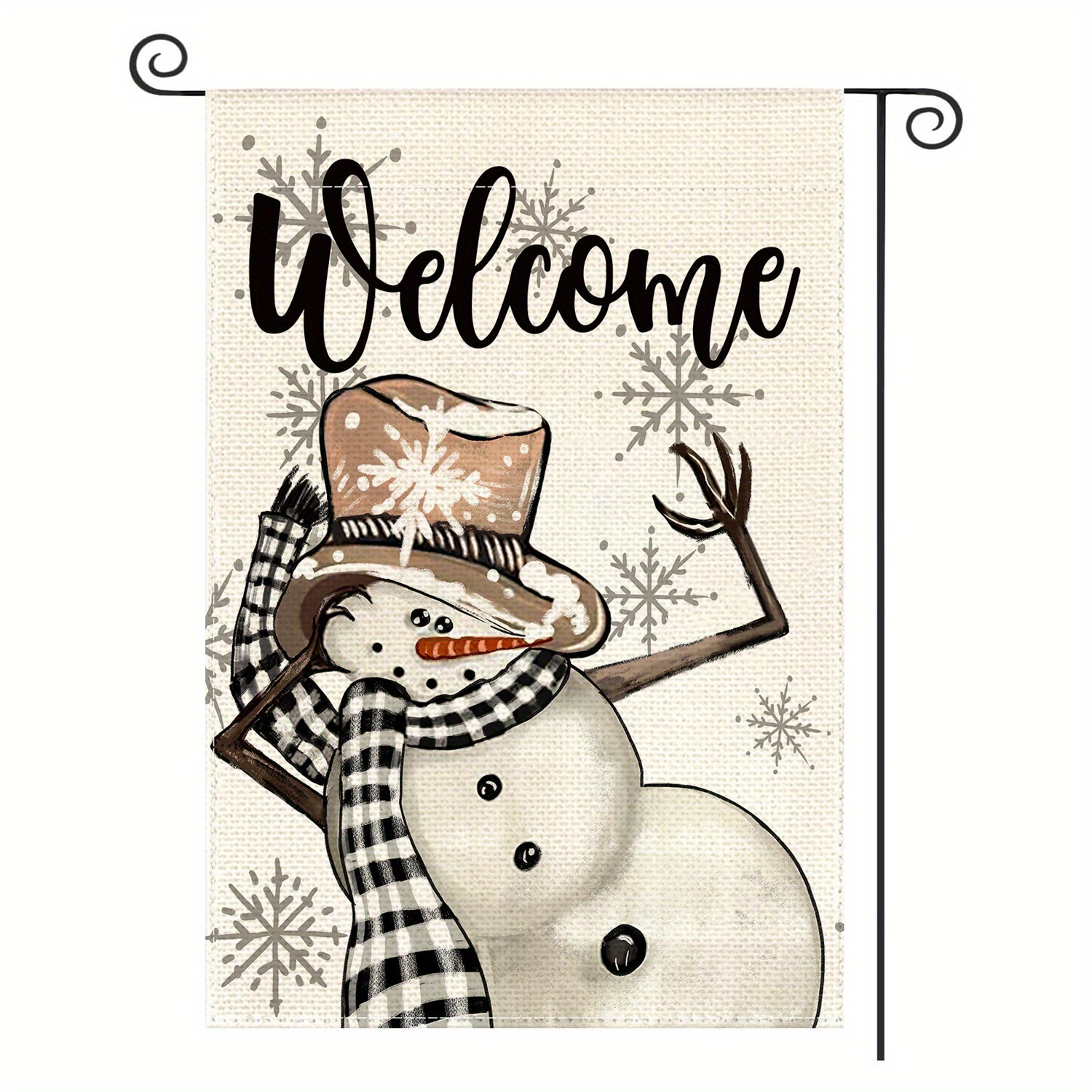 

Christmas Snowman Welcome Garden Flag - 1 Pack 12x18 Inch Seasonal Linen Outdoor Decorative Flag For Holiday Festivities Without Electricity Required