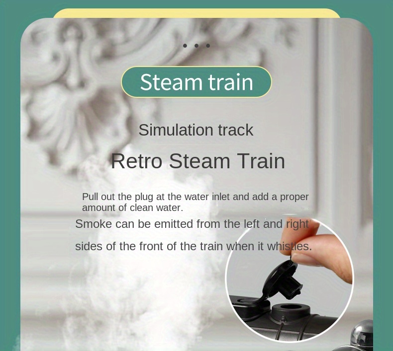 Vintage Train Set Steam Locomotives Wagons and Tracks Electric Rechargeable Train Toys with 3 Smokes Horns and Lights Christmas Toys for Children Over 3 4 5 6 7