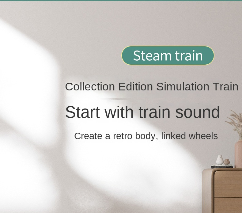 Vintage Train Set Steam Locomotives Wagons and Tracks Electric Rechargeable Train Toys with 3 Smokes Horns and Lights Christmas Toys for Children Over 3 4 5 6 7