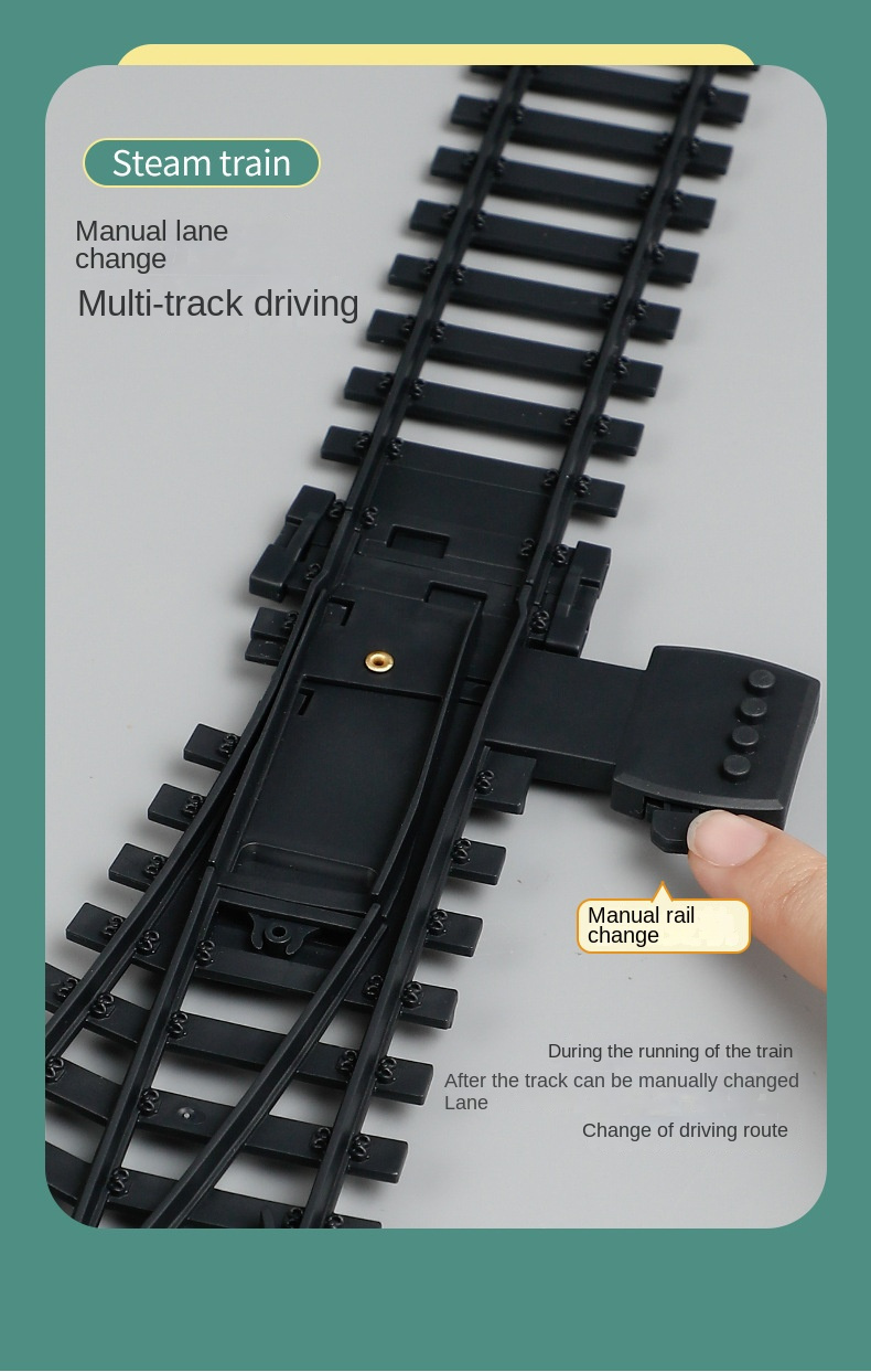 Vintage Train Set Steam Locomotives Wagons and Tracks Electric Rechargeable Train Toys with 3 Smokes Horns and Lights Christmas Toys for Children Over 3 4 5 6 7