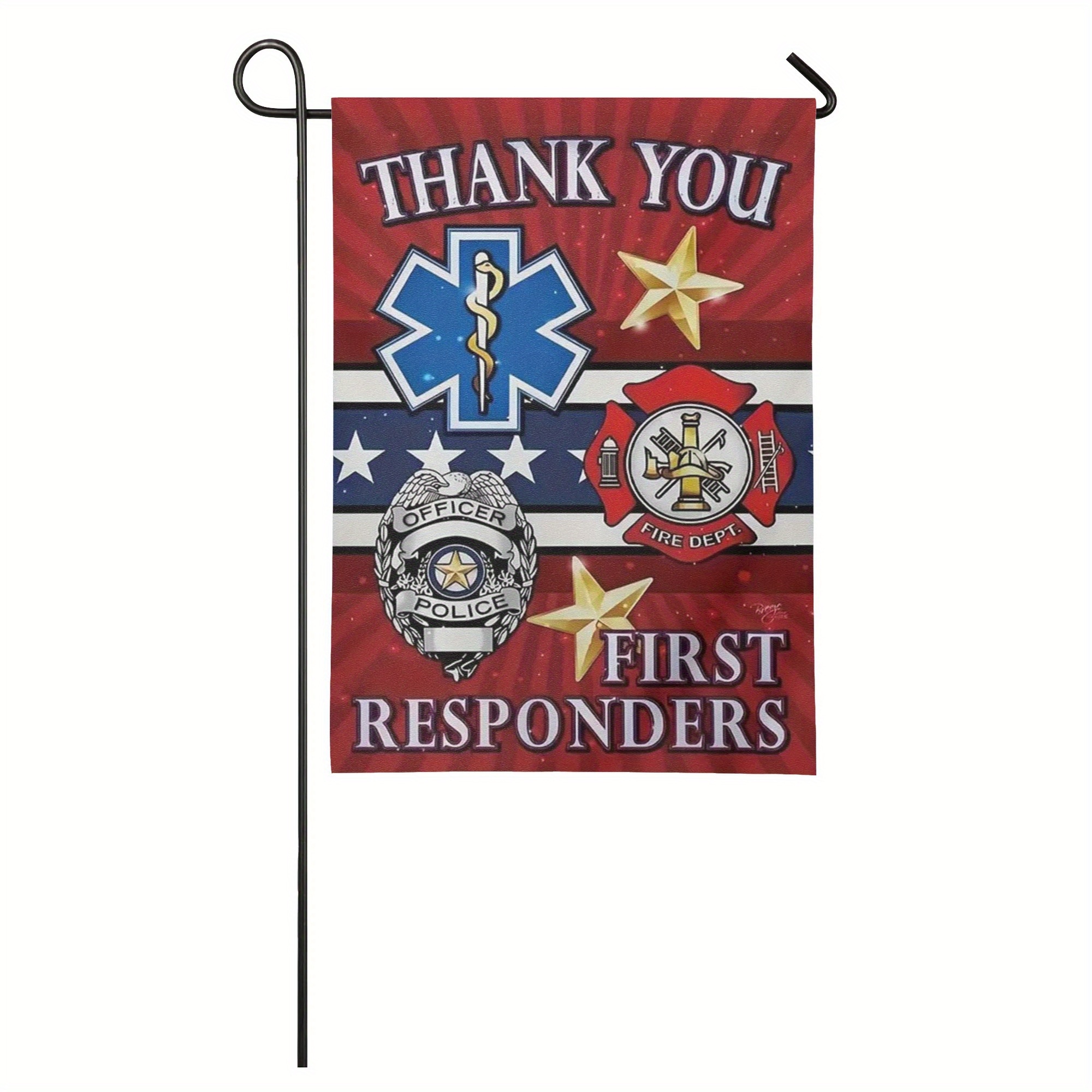 

12x18 Inch Outdoor Flag - Thanksgiving For - Police, Fire, Ems - No Pole Included - Linen Material - Suitable For , Christmas, Fall Harvest, Independence Day Decorations