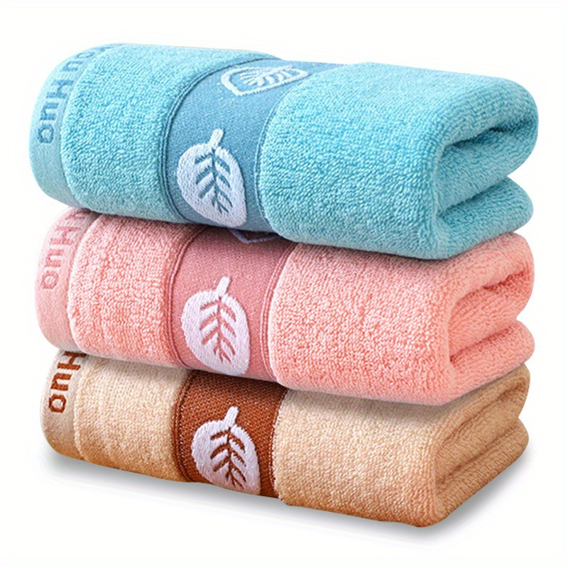 TEMU 3pcs Cotton Towels - Thick, Absorbent & Compact For Daily Use - Perfect Gift For Christmas, Halloween, Thanksgiving