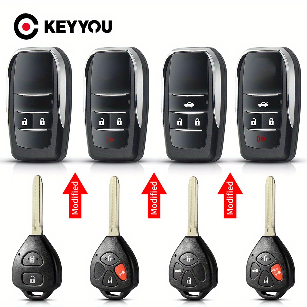 

Universal Flip Key Fob Case With 2/3/4 Buttons, Compatible With Toyota Camry Rav4 Yaris Corolla 4runner , Durable Plastic Car Remote Key Shell