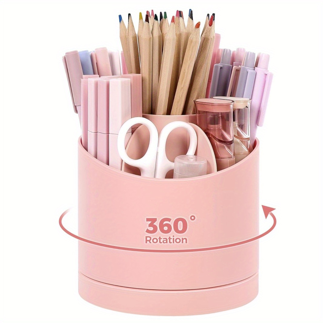 

360- Rotating Desk Organizer - Pen 7 Compartments, Plastic, For Office Supplies & Art