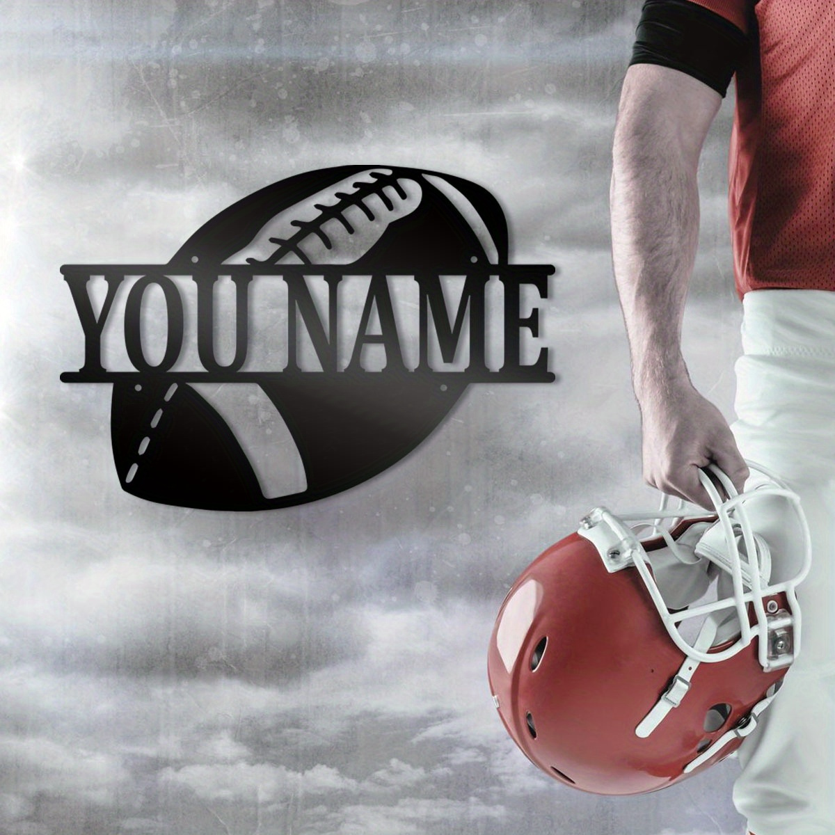 

Custom Football Metal Sign - Personalized Name & Number, Perfect For Home Decor & Boy's Room, Reusable Iron Art, Ideal Gift