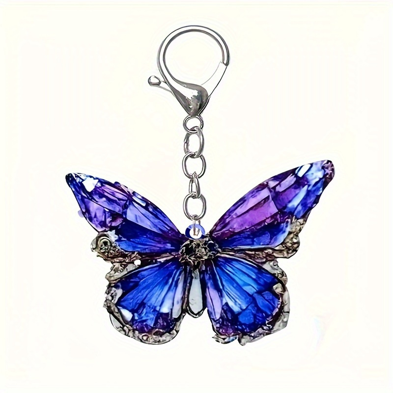 

Purple Butterfly Keychain, Sparkling Acrylic Animal Charm With Silvery Clasp, Elegant Accessory For Bags, Backpacks, & Cars, Ideal For Women