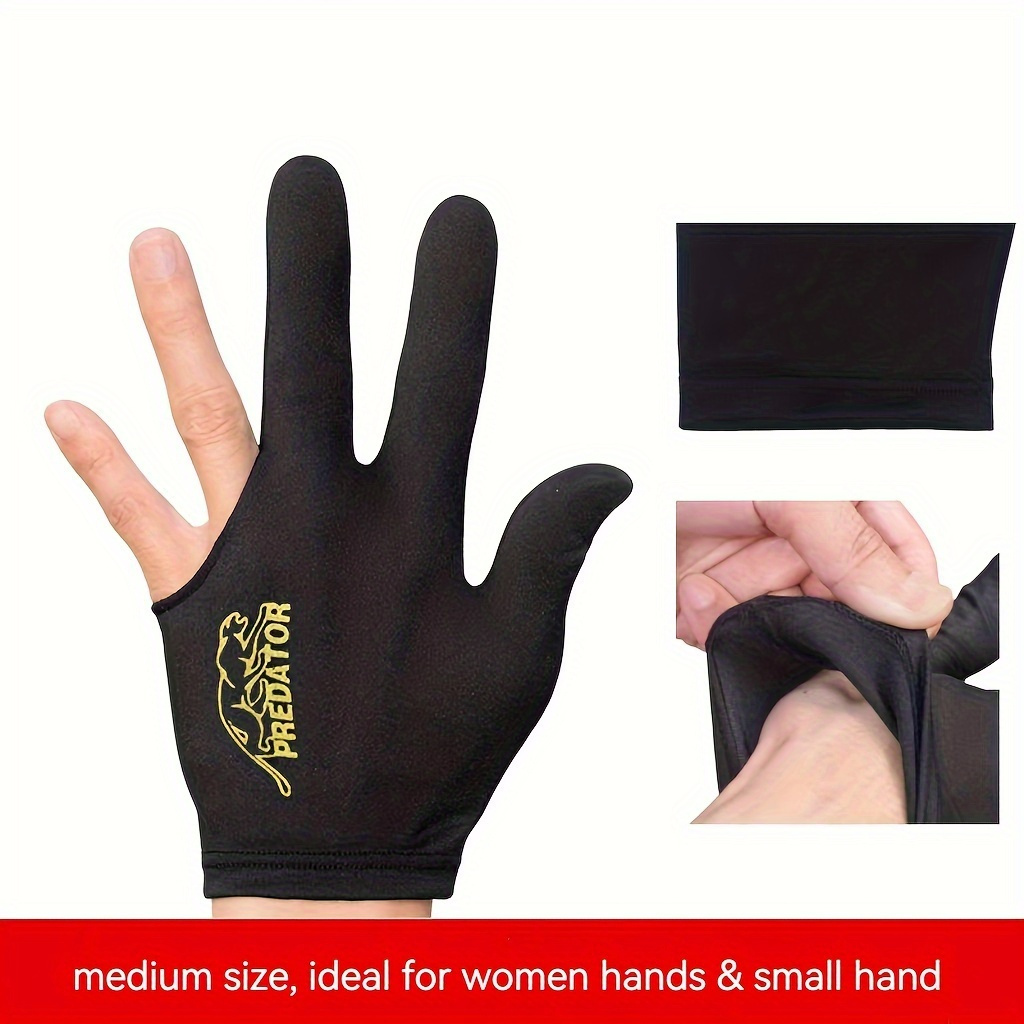 

1pc Black -finger Billiard Glove For Left Hand - Polyester Knit Fabric, Pull-on Closure, Hand Washable, Comfortable Snooker Cue Sport Glove For Players