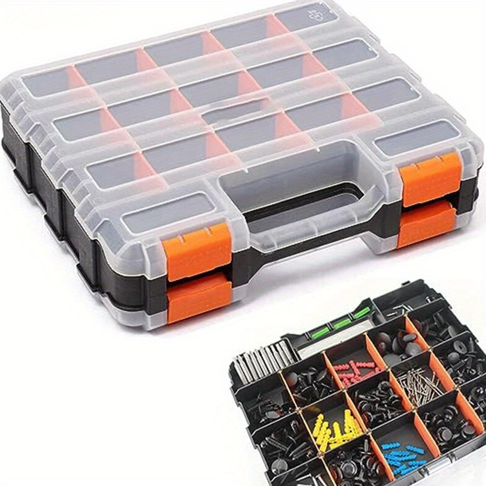 

34-compartment Double-sided Tool Organizer With Removable Dividers - Plastic Storage Box For Screws, Bolts & Nails