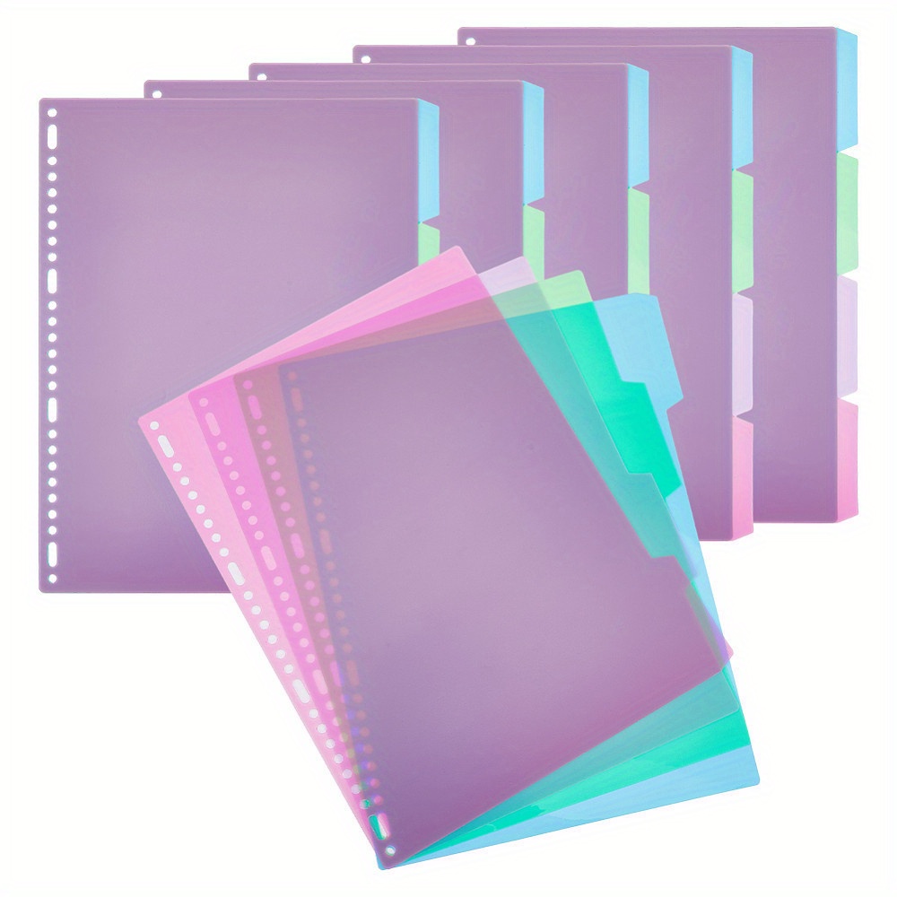 6sets 4 sheets a4 pp plastic binder dividers index page tab for planner notebook loose leaf binders rectangle mixed color 293x228x0 2mm hole 5mm 15x5mm