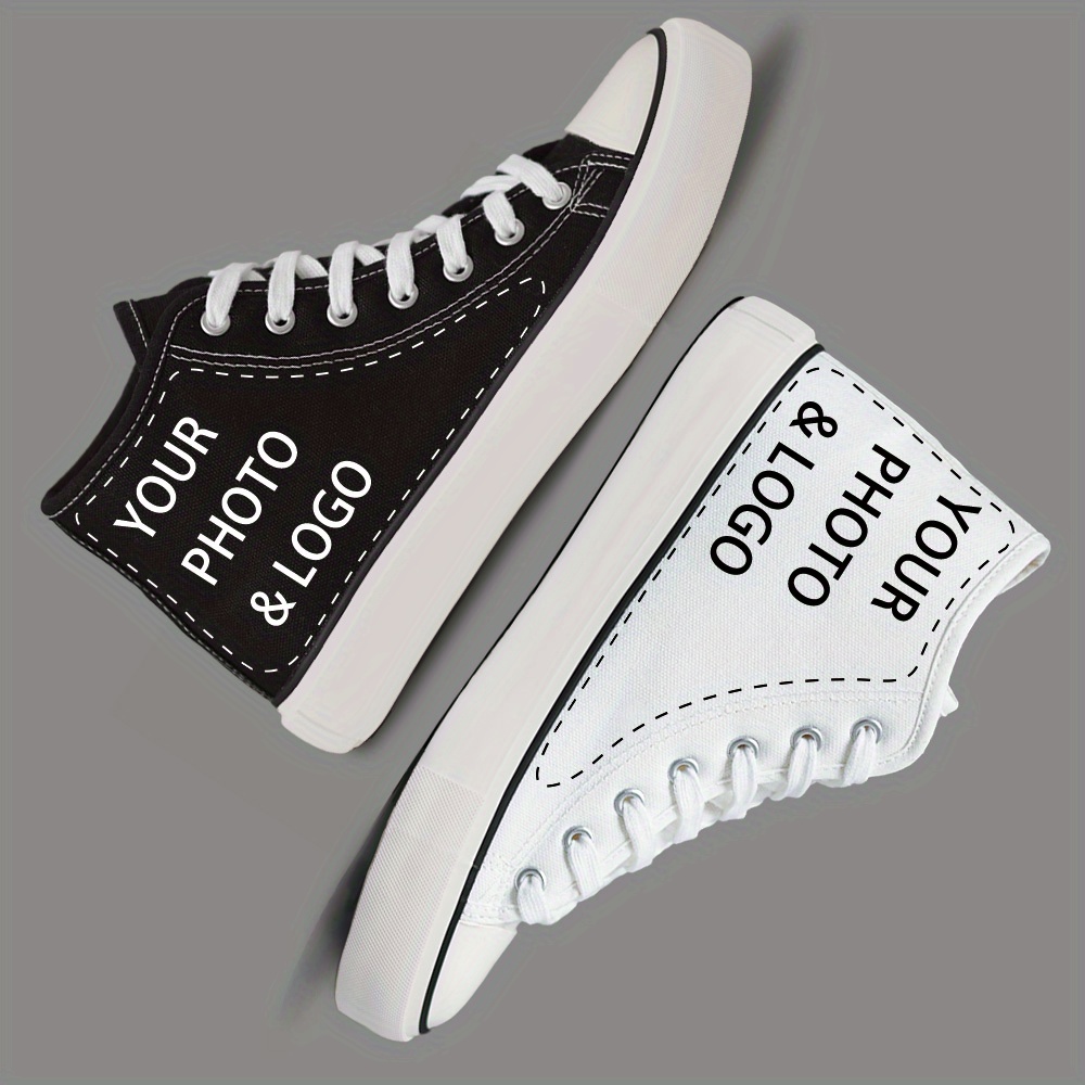 

Black & White Canvas Skate Sneakers - Customizable Casual