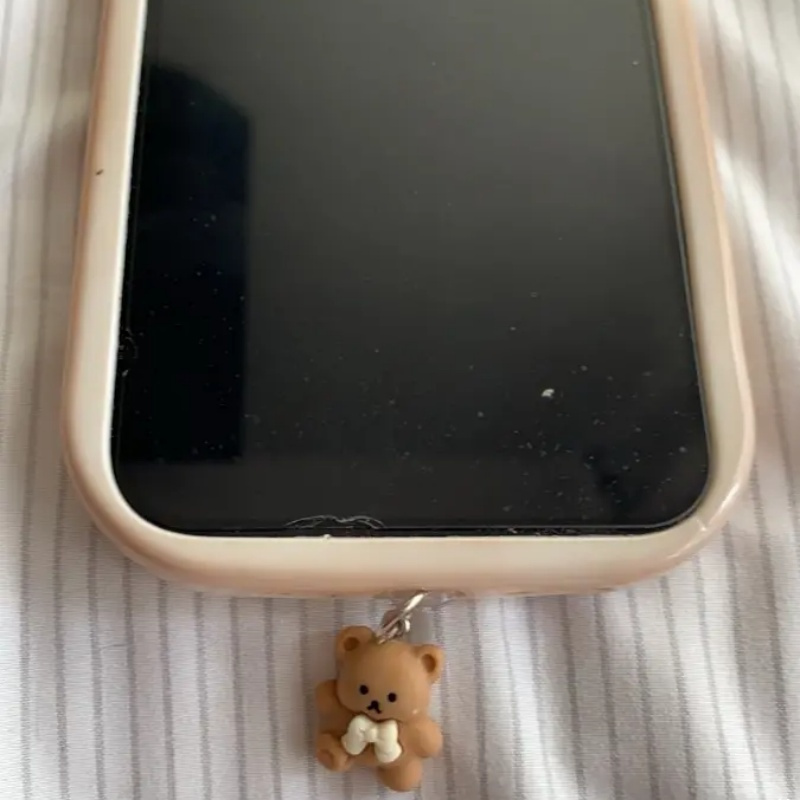 1pc Cute Bear Mobile Phone Dust Plug, Suitable For IPhone/Type-C Android Connectors