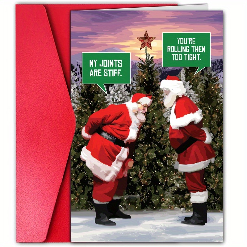 

Funny Santa Claus Christmas Card - Creative Cartoon Design, Perfect Gift For , 1pc