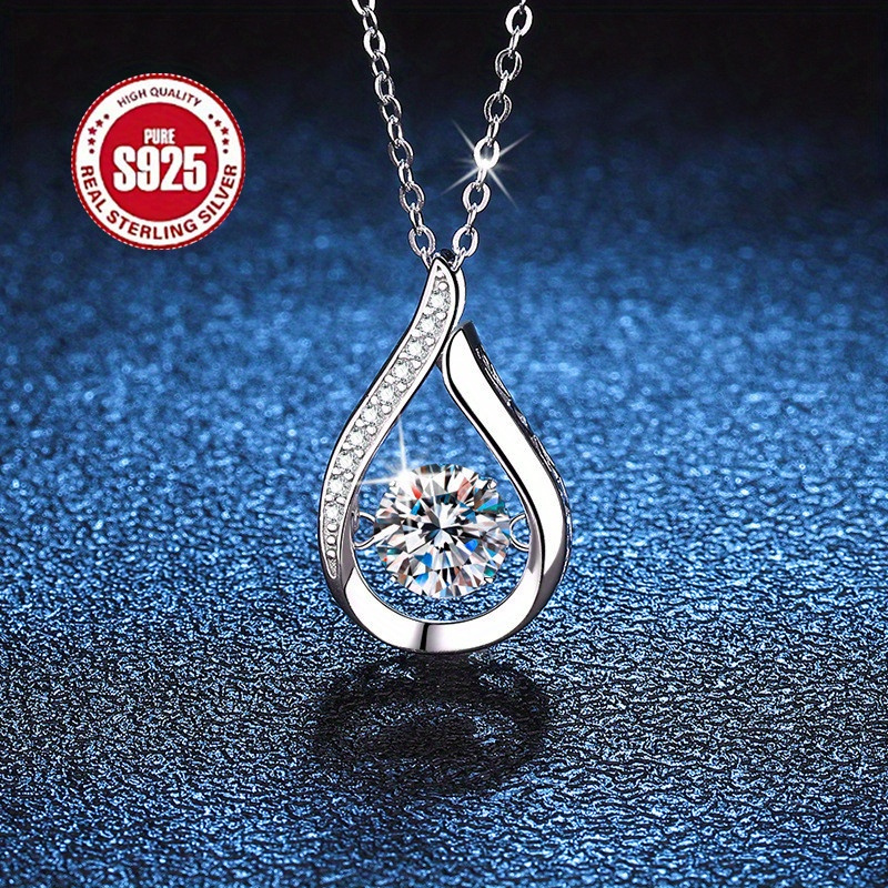 

S925 Water Drop Pendant Necklace - Luxury Necklace With Moissanite, Fashionable And Design, And Wedding Anniversary Gift For Her