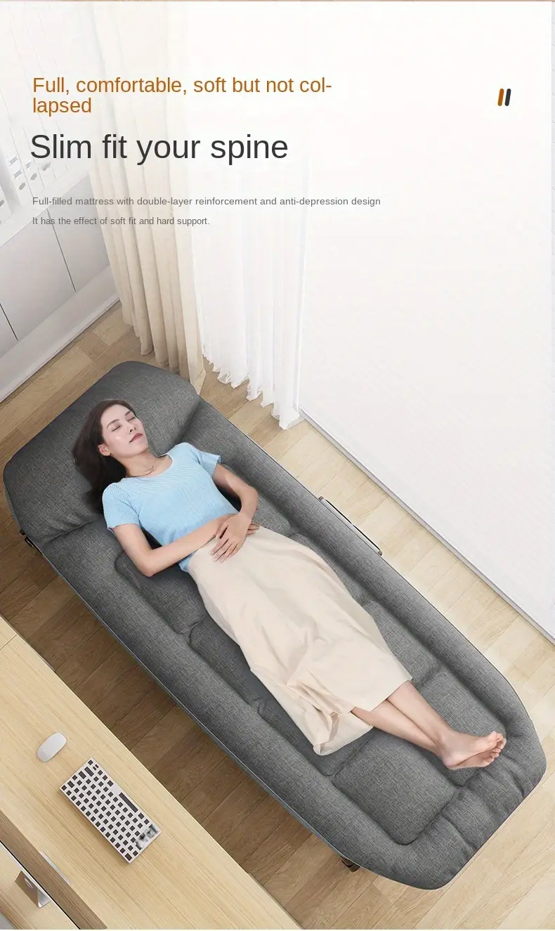 the 1pc180cm folding bed is without assembly and set up for nap this lightweight and portable single bed is convenient for storage making it ideal for taking at the office details 0