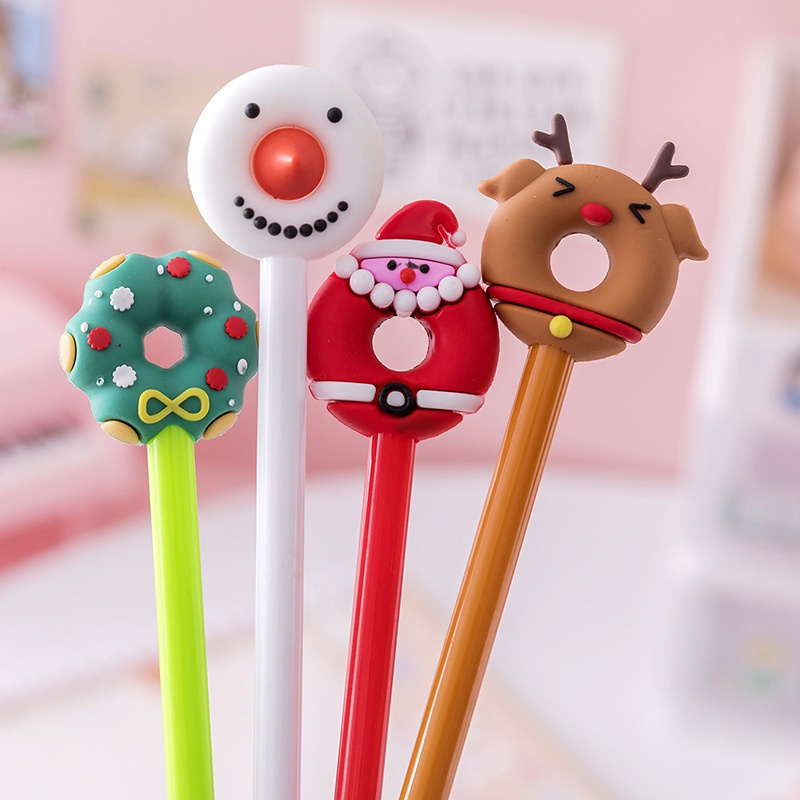 

4pcs Christmas Gel Pen Cute 0.5mm Black Neutral Pens School Office Stationary