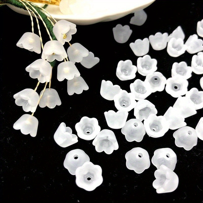 

50pcs Transparent Acrylic Beads Tulip Flower Lily Of The Valley Elegant Fashion For Diy Bracelet Necklacejewelry Making Craft Supplies