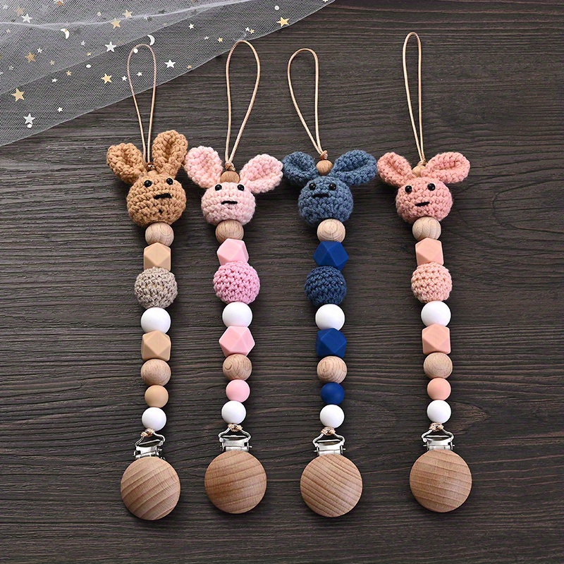 

Crochet Rabbit Silicone Beads With Clip - Diy Lanyard For Student Id Badges & Jewelry Accessories