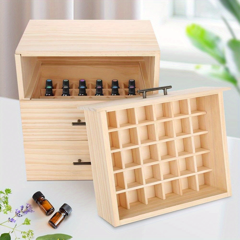 

Spacious 90-slot Wooden Essential Oil Organizer Box With 3 Tiers - , Storage Solution For All Your Oils | Ideal Gift For Essential Oil Enthusiasts