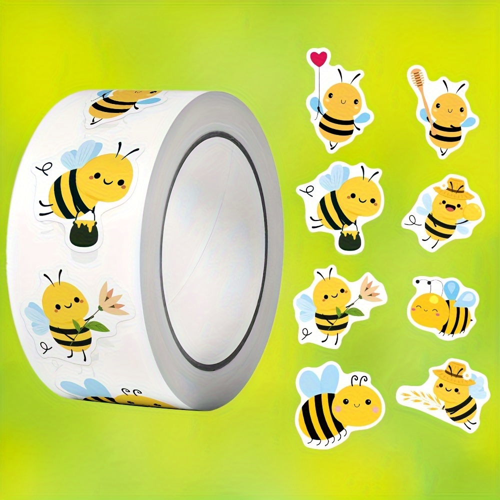 

1 Roll Of 500 Stickers Special-shaped Hardworking Little Bee Stickers 2.5cm/1.0'' Diy Gift Decoration Reward Learning Art Stickers Suitable For Kettles, Books, Mobile Phones, Tablets