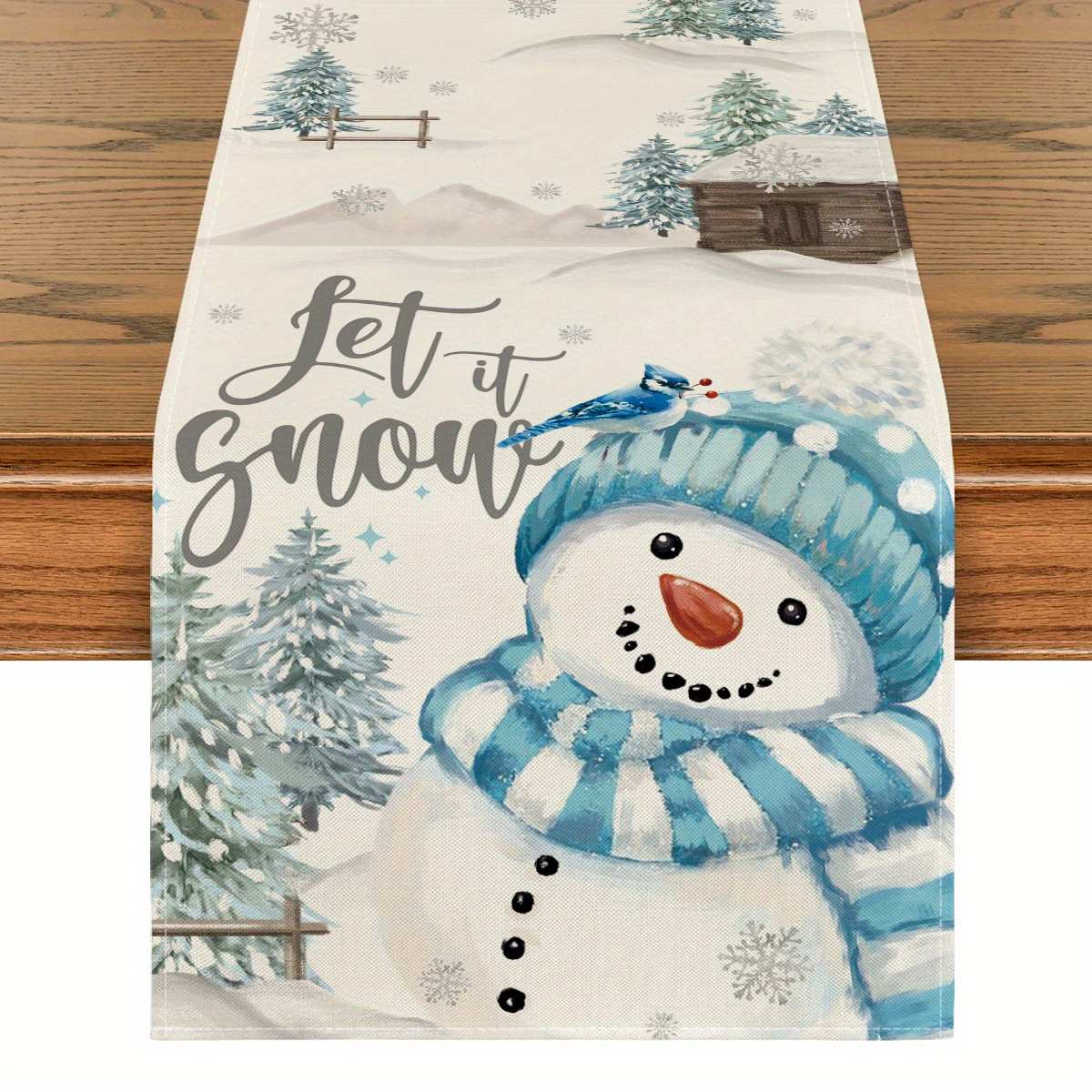 

1 Set, Sm:e Trees Snowman, Christmas Table Runner, 13 X 72 Inch And Placemat 12 X 18 Inch, Seasonal Kitchen Dining Table Room Funky Home Decoration For Home Funky Home Decor 13x72 Inch