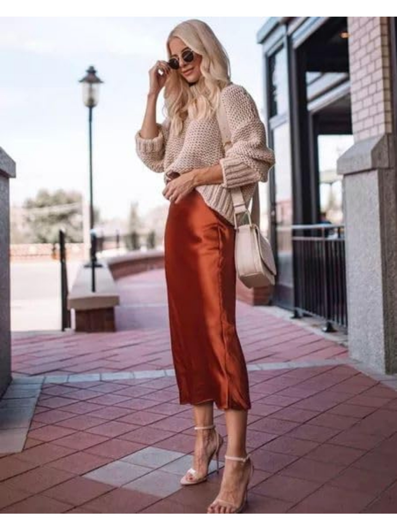 Satin skirt outfit zipper new arrivals