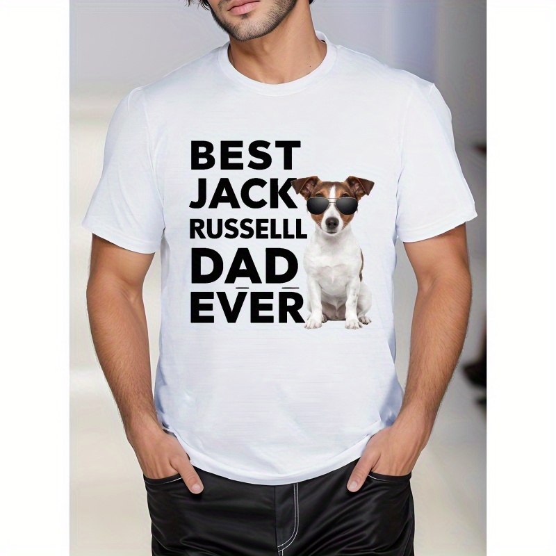 

Best Jack Russell Dad Print T-shirt - Casual Summer Short Sleeve Crew Neck Tee - Polyester Fabric