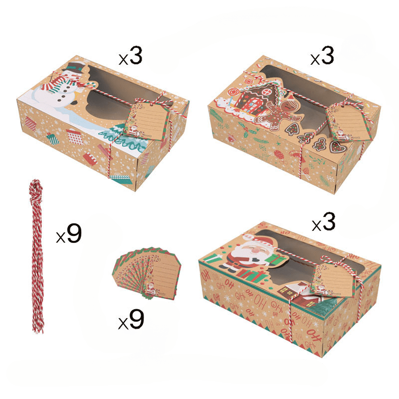 TEMU 27pcs Christmas Cookie Gift Box Set With Pvc Window - Kraft Paper Treat Containers For Holiday Party Favors, Weddings & More