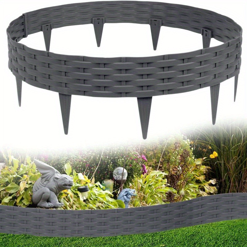 

1pc Bordure de Pelouse en PVC Flexible, Clôture de Jardin Style Rotin Pliable, Bordure de Coupe Extérieure pour Décoration Paysagère, Clôture pour Jardin