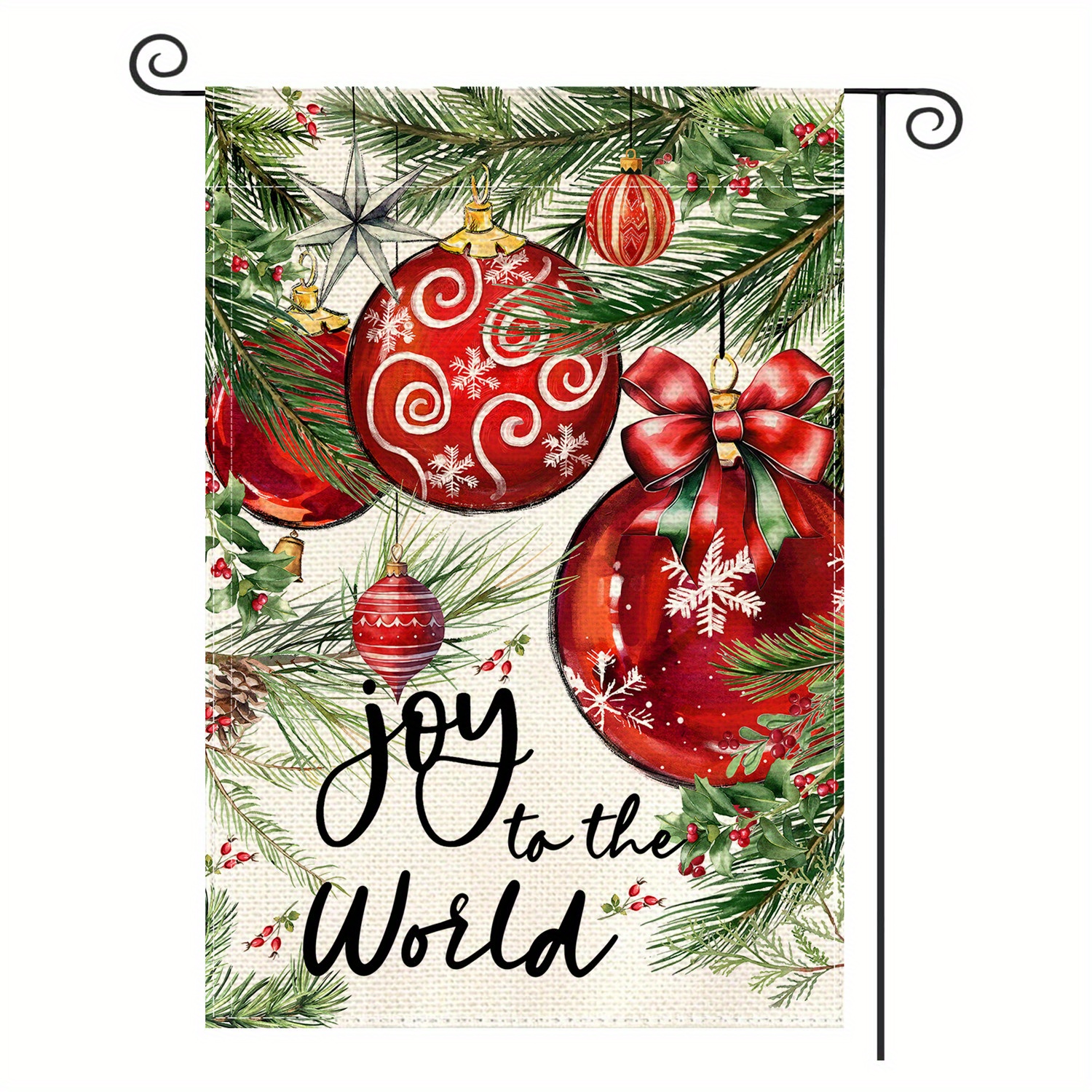 

Festive 30x45cm Christmas Garden Flag - Joy To The World - Linen Material - No Power Required