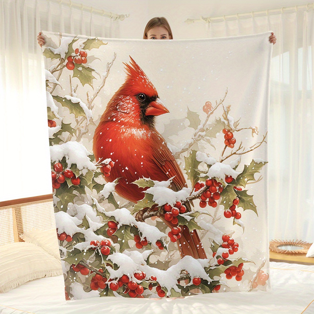 

Winter Bird Flannel Fleece Throw Blanket, All-season Versatile Digital Print, Contemporary Style With Soft Polyester Fabric, Lightweight Woven Craftsmanship For Couch, Bed – Cozy Gift Blanket