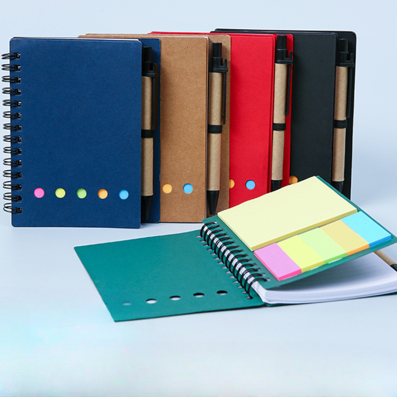 

4pcs Spiral Pocket Notebooks With Pen Holder, Notes & Index Tabs - Compact, Portable Design For Students And Office Use