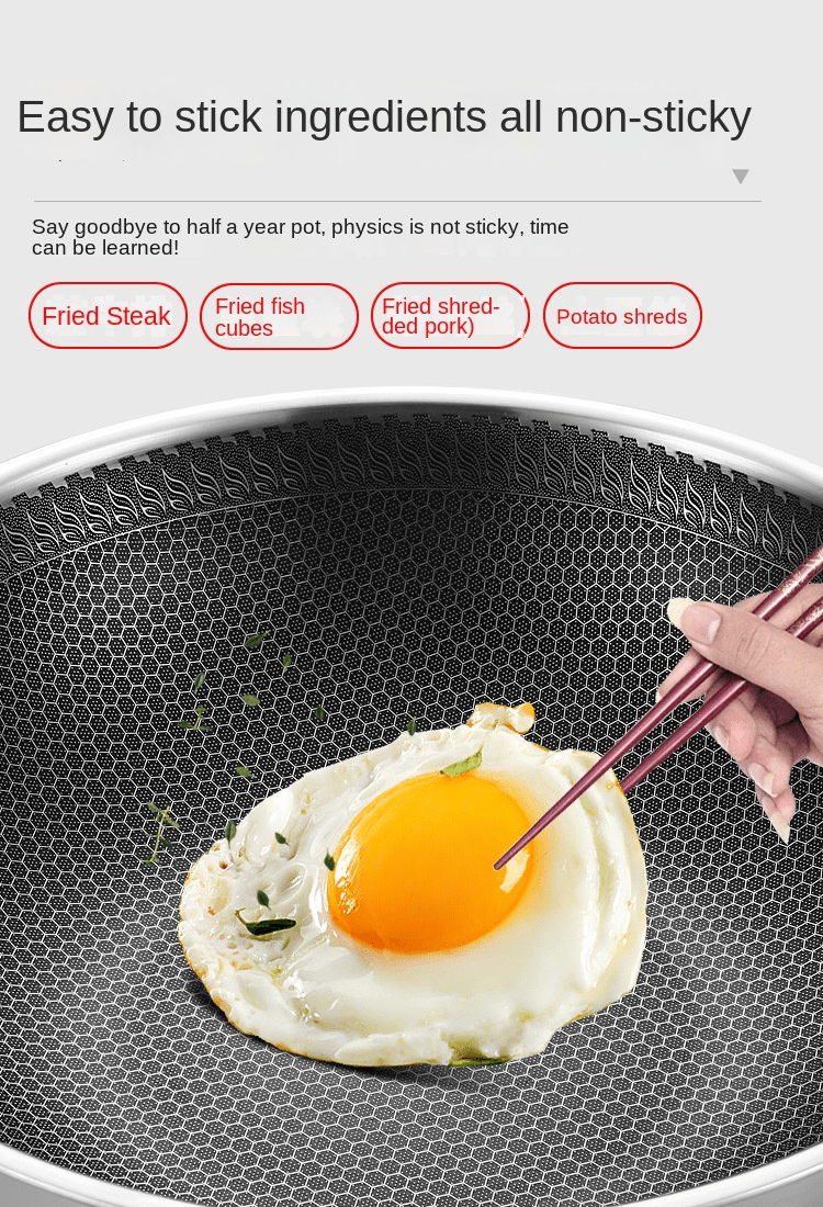 multi size versatile stainless steel wok set with lid steamer non stick dual sided honeycomb design for perfect frying cooking compatible with induction gas stoves ovens details 9