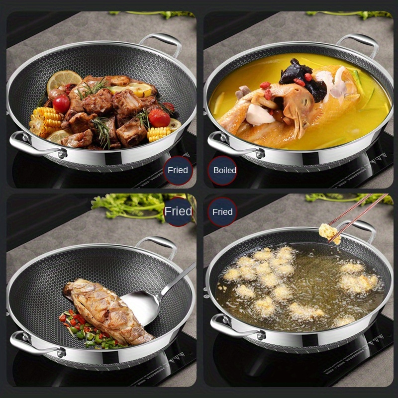 covered and steamer non stick pan   pan household   steel double sided honeycomb   pan induction cooker gas stove special flat bottom pot oven universal details 8