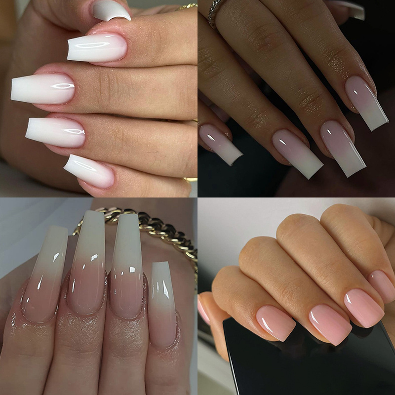 TEMU 96pcs Square Press On Nails Long Fake Nails Nude False Nail Square Nails Press Ons Nail Glossy Artificial Nail Tips Pressonfingernails With Nail Glue Adhesive Tabs