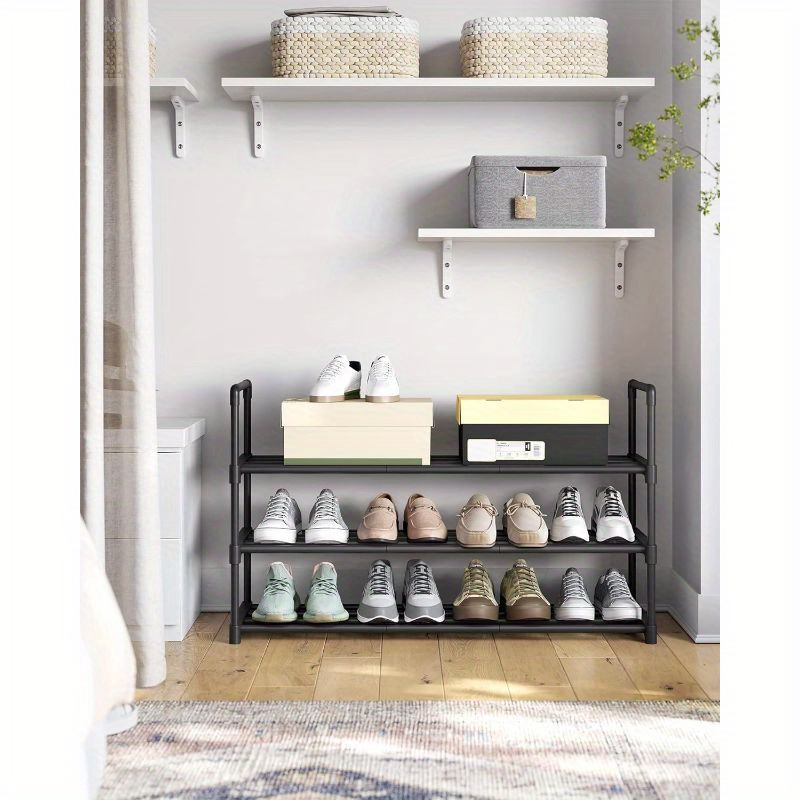 

Shoe Rack, 3 Shoe Organizer, Metal Shoe Storage For 15 Of , To , Entryway For Display